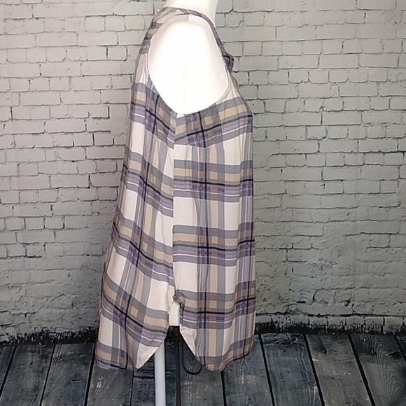 Old Navy Womens SZ Medium Light Purple Cream Plaid Tank Top - Picture 5 of 9